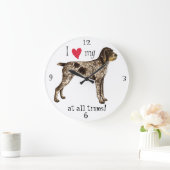 Grande Horloge Ronde I Love my German Wirehaired Pointer (Maison)