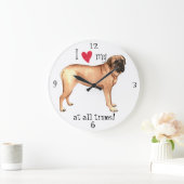 Grande Horloge Ronde I Love my mastiff (Maison)