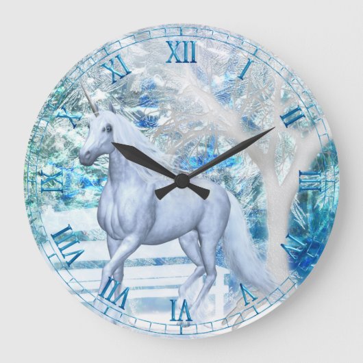 Grande Horloge Ronde Ice Unicorn Wall Clock (Recto)