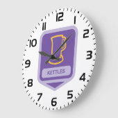 Grande Horloge Ronde Icône de bouilloires violettes et jaunes modernes (Angle)