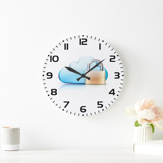 Grande Horloge Ronde Icône de stockage cloud sécurisé avec cadenas