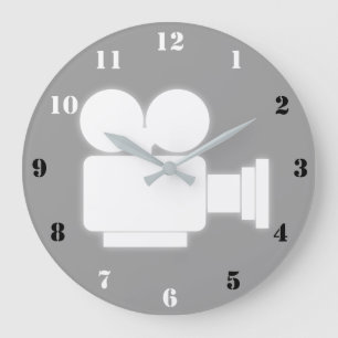 GRANDE HORLOGE RONDE ICÔNE MINIMALISTE DE CAMÉRA À VIN AVEC NUMÉROS