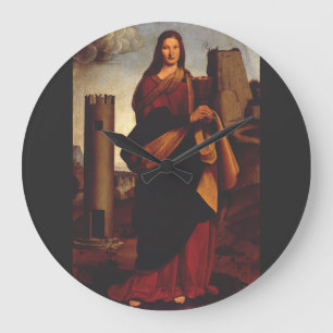 Grande Horloge Ronde Icône sacrée de Sainte-Barbe Graphisme
