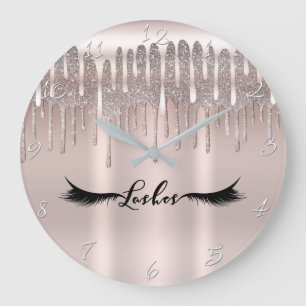 Grande Horloge Ronde Icy Rose Gold Diamond Glitter Drip Lashes