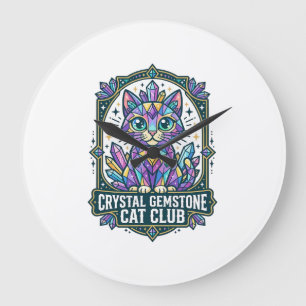 Grande Horloge Ronde Idée cadeau chat maman Crystal Gemstone - Crystal 