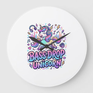 Grande Horloge Ronde Idée de cadeau licorne basse drop typographie Des