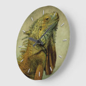 Grande Horloge Ronde Iguana verte (Angle)