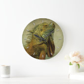 Grande Horloge Ronde Iguana verte (Maison)