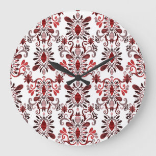 Grande Horloge Ronde Ikat Aquarelle : Tribal Ethnic Seamless.