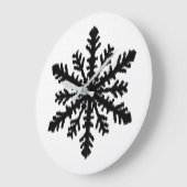 Grande Horloge Ronde Ikat Snowflake - Blanc et noir (Angle)