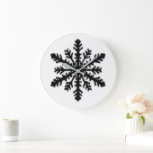 Grande Horloge Ronde Ikat Snowflake - Blanc et noir (Maison)
