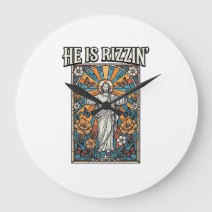 Grande Horloge Ronde Il est Rizzin Vintage Pâques Vitrail T-Shirt De