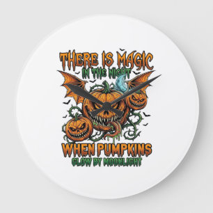 Grande Horloge Ronde Il y a des citrouilles de monstre de Halloween mag