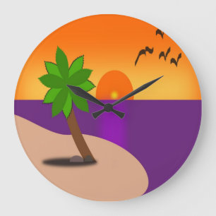 GRANDE HORLOGE RONDE ÎLE TROPICALE