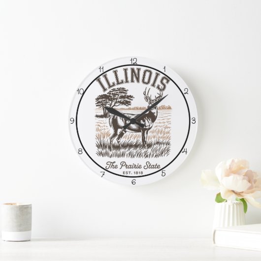 Grande Horloge Ronde Illinois Prairie State Deer (Maison)