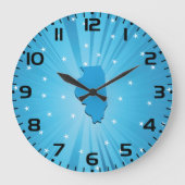 Grande Horloge Ronde Illinois State Silhouette Blue Starburst (Recto)
