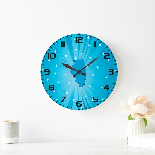 Grande Horloge Ronde Illinois State Silhouette Blue Starburst