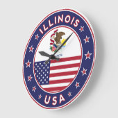 Grande Horloge Ronde Illinois, t-shirt Illinois, autocollant Illinois, (Angle)