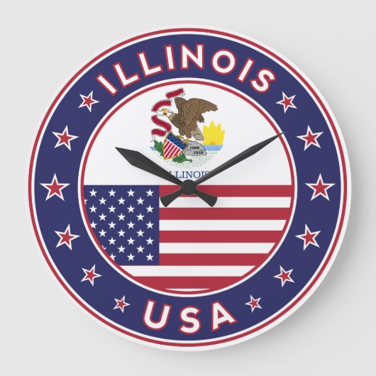 Grande Horloge Ronde Illinois, t-shirt Illinois, autocollant Illinois, (Recto)