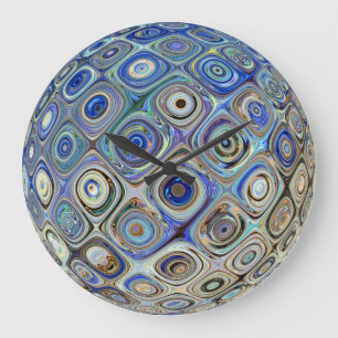 Grande Horloge Ronde Illusion de couleur de balle arc-en-ciel bleu vert