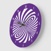 Grande Horloge Ronde Illusion optique à balayage psychédélique violet (Angle)