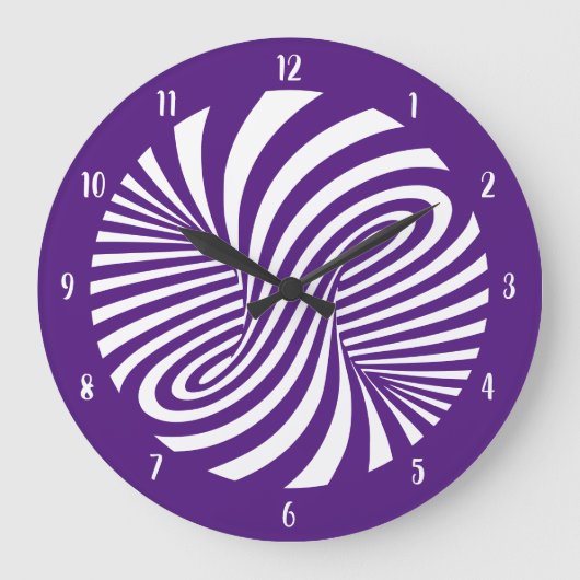 Grande Horloge Ronde Illusion optique à balayage psychédélique violet (Recto)