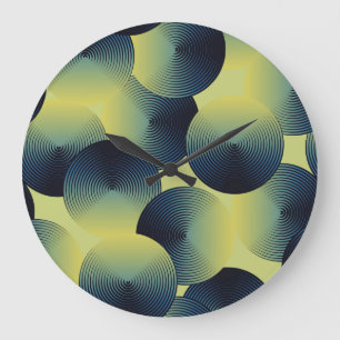 Grande Horloge Ronde illusion optique, cercles linéaires, motif continu