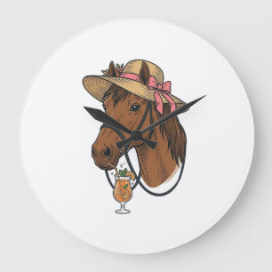 Grande Horloge Ronde Illustration de chapeau d'été cocktail cheval vint