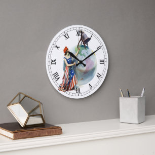 Grande Horloge Ronde Illustration de couverture de magazine patriotique