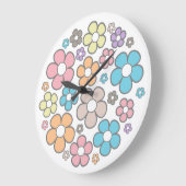 Grande Horloge Ronde Illustration de fleur simple (Angle)