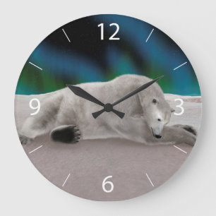 Grande Horloge Ronde Illustration de la nature arctique de l'ours polai