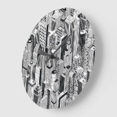 Grande Horloge Ronde Illustration de la ville Skyscraper, isométrique t (Angle)