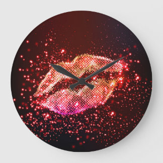 Grande Horloge Ronde Illustration de lèvres modifiable : Conception gra