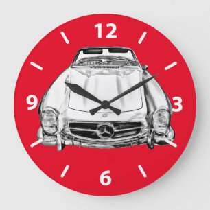 Grande Horloge Ronde Illustration de Mercedes Benz 300 SL Cabriolet