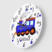 Grande Horloge Ronde Illustration du vieux train (Angle)