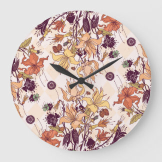 Grande Horloge Ronde Illustration Floral Light Raster