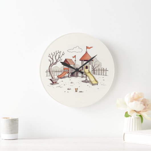 Grande Horloge Ronde Illustration - playground (Maison)
