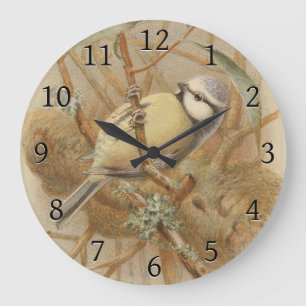 Grande Horloge Ronde Illustration vintage de Bluetit