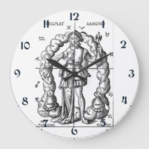 Grande Horloge Ronde Illustration vintage de la carte des signes du zod