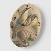 Grande Horloge Ronde Illustration vintage de Nuthatch (Angle)