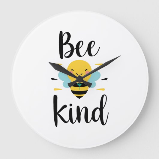 Grande Horloge Ronde Illustration Whimsical et Kind Bee (Recto)