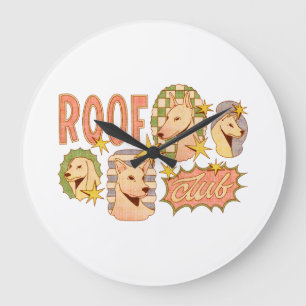 Grande Horloge Ronde Illustrations de club de toit / chien