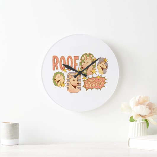 Grande Horloge Ronde Illustrations de club de toit / chien (Maison)