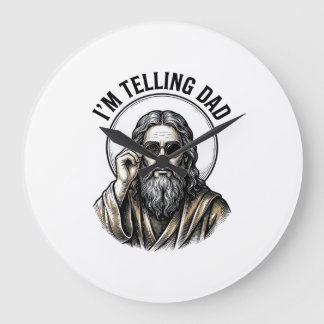 Grande Horloge Ronde I'm Telling Dad Vintage Engraving Funny Shirt