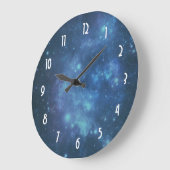 Grande Horloge Ronde Image cosmique bleue et pourpre de l'espace (Angle)