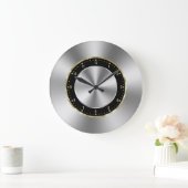 Grande Horloge Ronde Image de Faux brillant en acier inoxydable gris-ar (Maison)
