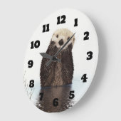 Grande Horloge Ronde Image de la faune de Cute Otter (Angle)