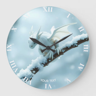 Grande Horloge Ronde Imaginaire Bébé blanc mignon Dragon