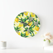Grande Horloge Ronde Imaginaire citron : Motif Floral Créatif (Maison)