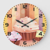 Grande Horloge Ronde Imaginaire Cupcake Douceurs colorées (Recto)
